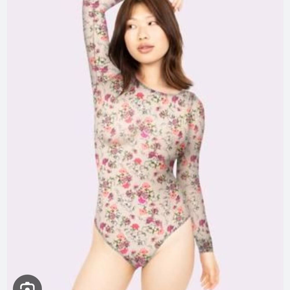 NWT Parade Silky Mesh Long Sleeve Bodysuit-Tattoo Floral